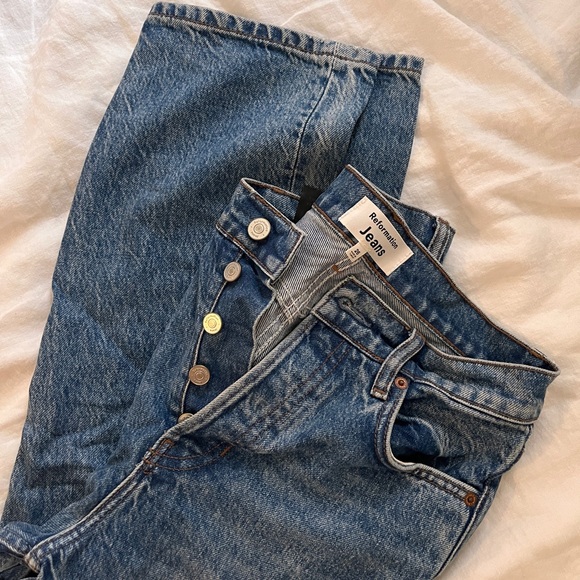 Reformation Cynthia High Rise in Classic Blue Wash - Picture 1 of 4